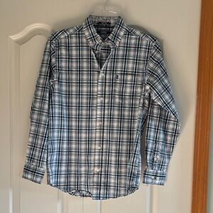 Izod Boy’s White, Teal and Blue Checkered Shirt